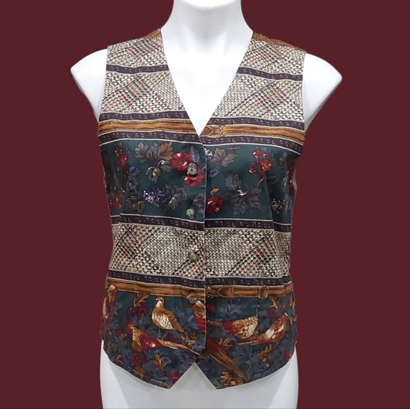 Vintage TALBOTS Women’s Peasant Vest Size S Fall Winter Theme 90s Prairie Casual - Picture 4 of 9